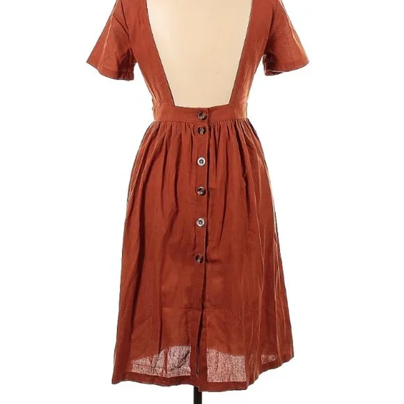 Unbranded Women's Orange L Casual Dress Open Back - Picture 4 of 5